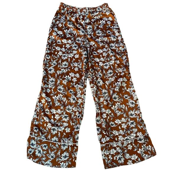 La Ligne x Target Size M Brown Floral Wide Leg Pull On Pants Pockets - Picture 2 of 5